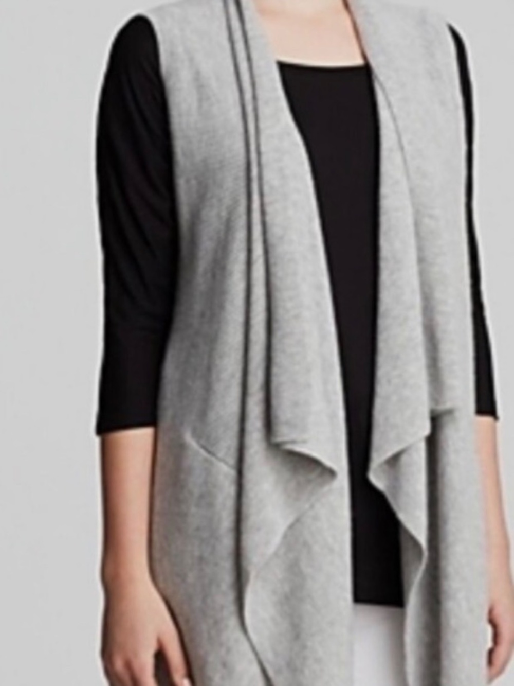Vince Gray Wool Cashmere Draped Open Front Sweater Vest Medium - Picture 2 of 13